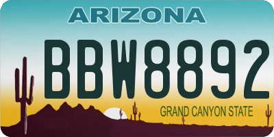 AZ license plate BBW8892