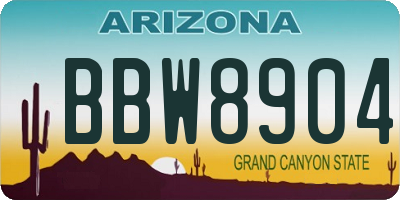 AZ license plate BBW8904