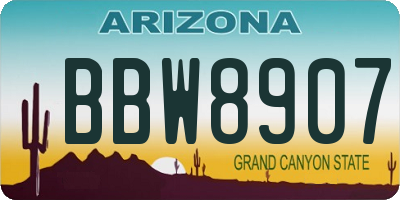 AZ license plate BBW8907