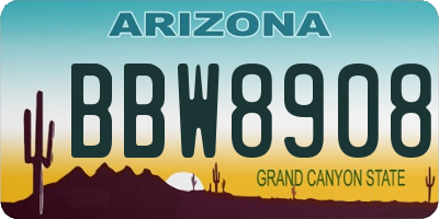 AZ license plate BBW8908