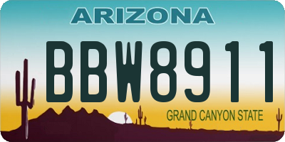 AZ license plate BBW8911