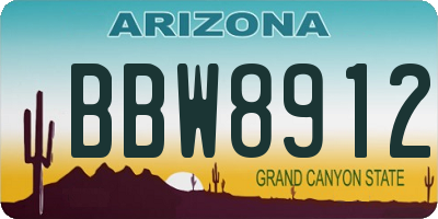 AZ license plate BBW8912