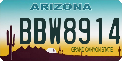 AZ license plate BBW8914