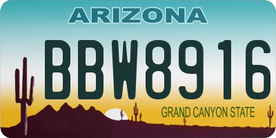 AZ license plate BBW8916