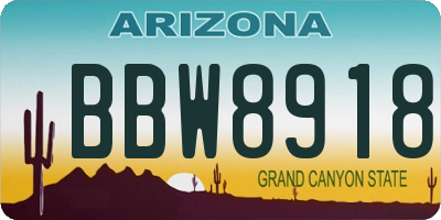 AZ license plate BBW8918