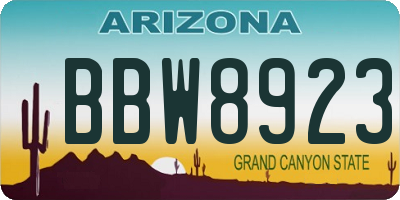 AZ license plate BBW8923