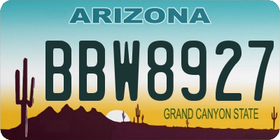 AZ license plate BBW8927