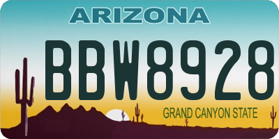 AZ license plate BBW8928