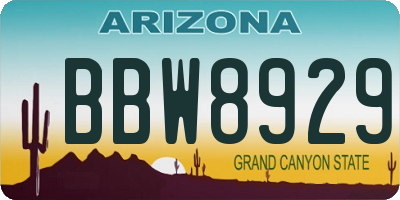 AZ license plate BBW8929