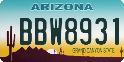 AZ license plate BBW8931