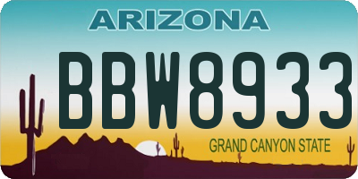 AZ license plate BBW8933