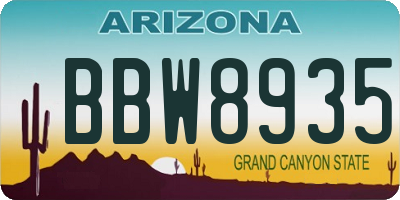 AZ license plate BBW8935