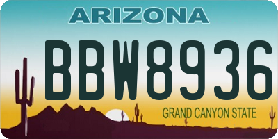 AZ license plate BBW8936