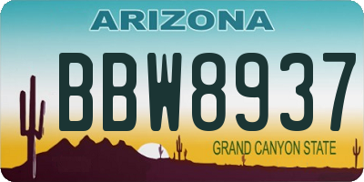 AZ license plate BBW8937