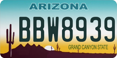 AZ license plate BBW8939