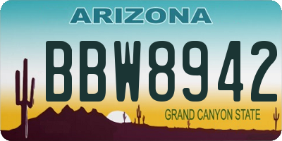 AZ license plate BBW8942