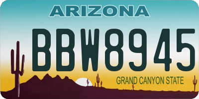 AZ license plate BBW8945