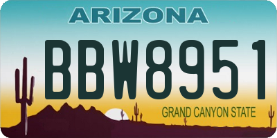 AZ license plate BBW8951