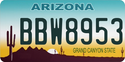 AZ license plate BBW8953