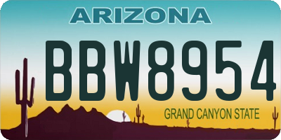 AZ license plate BBW8954