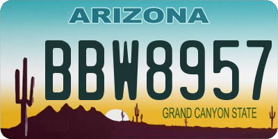 AZ license plate BBW8957