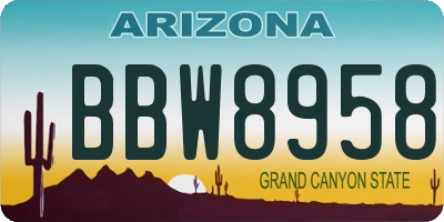 AZ license plate BBW8958