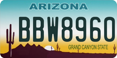 AZ license plate BBW8960