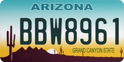 AZ license plate BBW8961