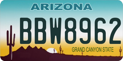 AZ license plate BBW8962