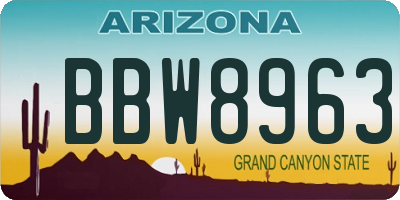 AZ license plate BBW8963