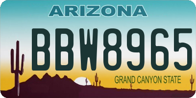 AZ license plate BBW8965