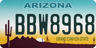 AZ license plate BBW8968