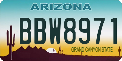 AZ license plate BBW8971