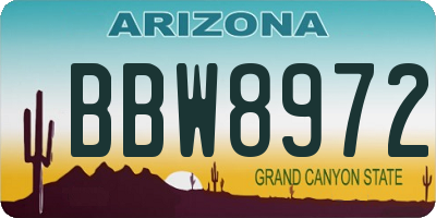 AZ license plate BBW8972