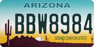 AZ license plate BBW8984