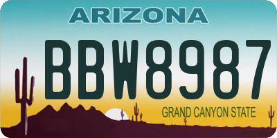 AZ license plate BBW8987