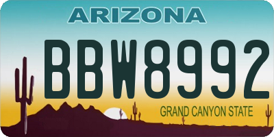 AZ license plate BBW8992