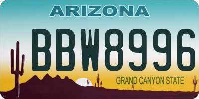 AZ license plate BBW8996