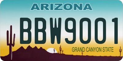 AZ license plate BBW9001