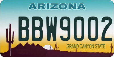 AZ license plate BBW9002