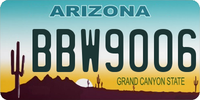 AZ license plate BBW9006