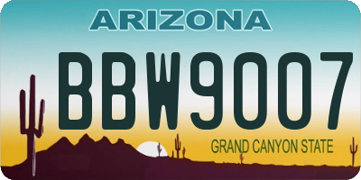 AZ license plate BBW9007