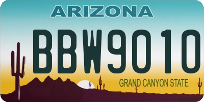 AZ license plate BBW9010