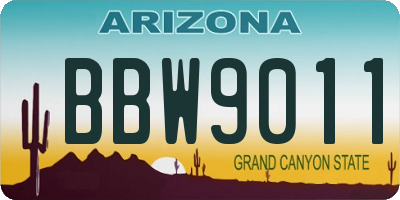 AZ license plate BBW9011