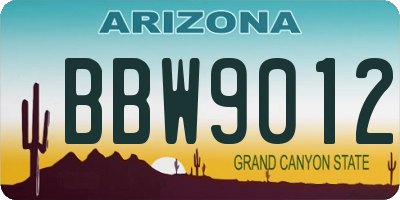 AZ license plate BBW9012