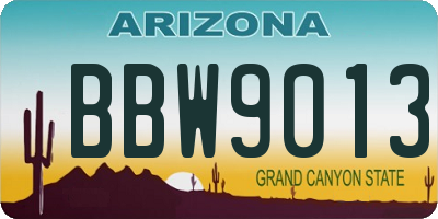 AZ license plate BBW9013