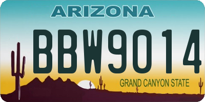 AZ license plate BBW9014