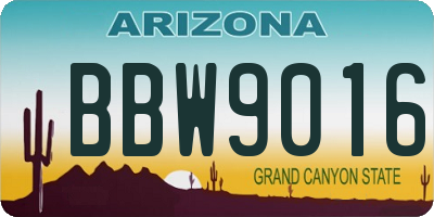 AZ license plate BBW9016