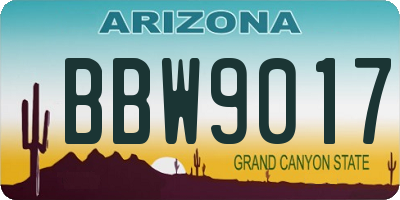 AZ license plate BBW9017