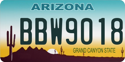 AZ license plate BBW9018